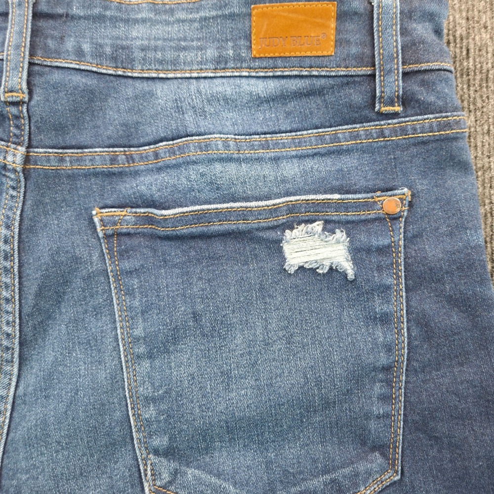Judy Blue Distressed Denim Shorts 1XL Dark Wash Raw Hem Grunge Y2K - Picture 10 of 11